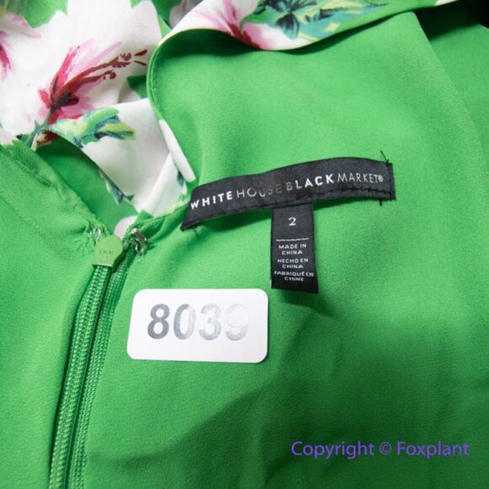 New! *Flawed" White House Black Market Floral Satin Fit & Flare Dress, size 2 - Picture 16 of 16